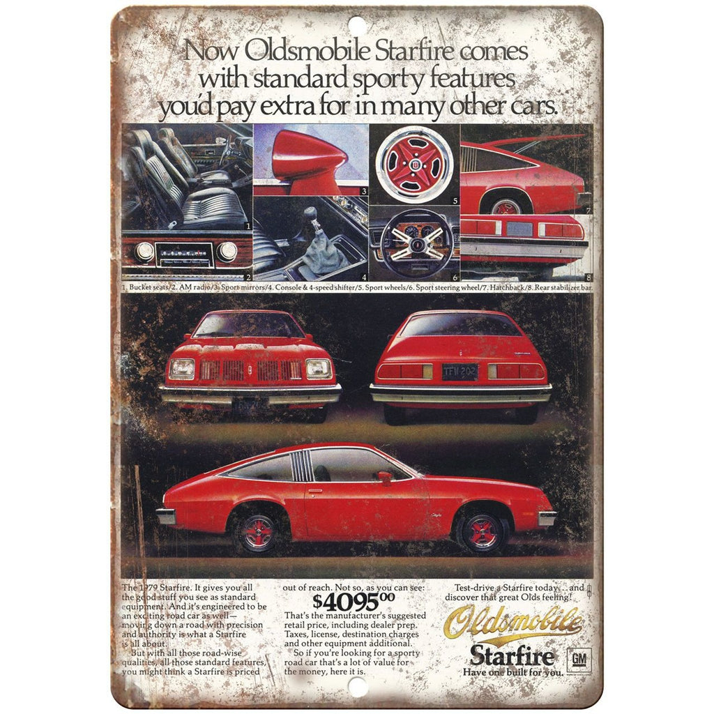 1979 Oldsmobile Starfire Car Ad 10" x 7" Reproduction Metal Sign