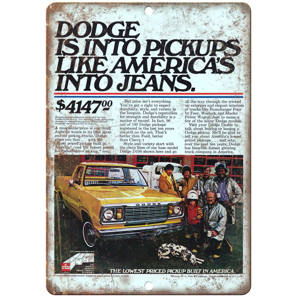 Dodge Pickup Truck Retro Ad 10" x 7" Reproduction Metal Sign A260