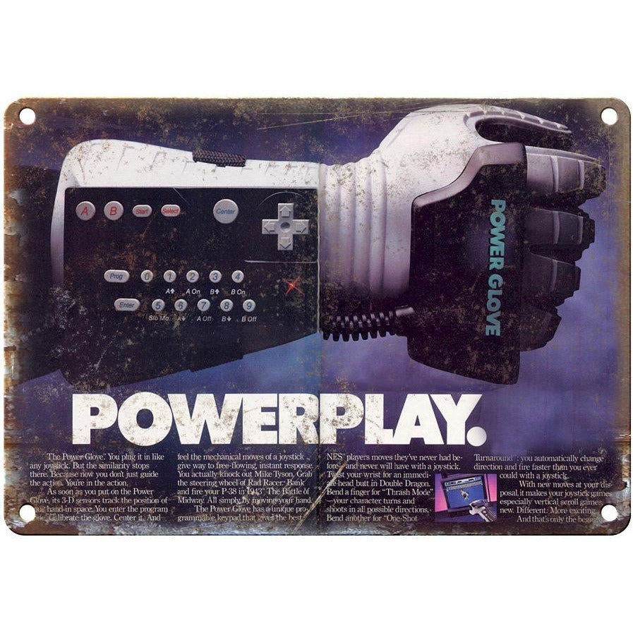 Original Nintendo Power Glove, Rare Ad, 10" x 7" Reproduction Metal Sign