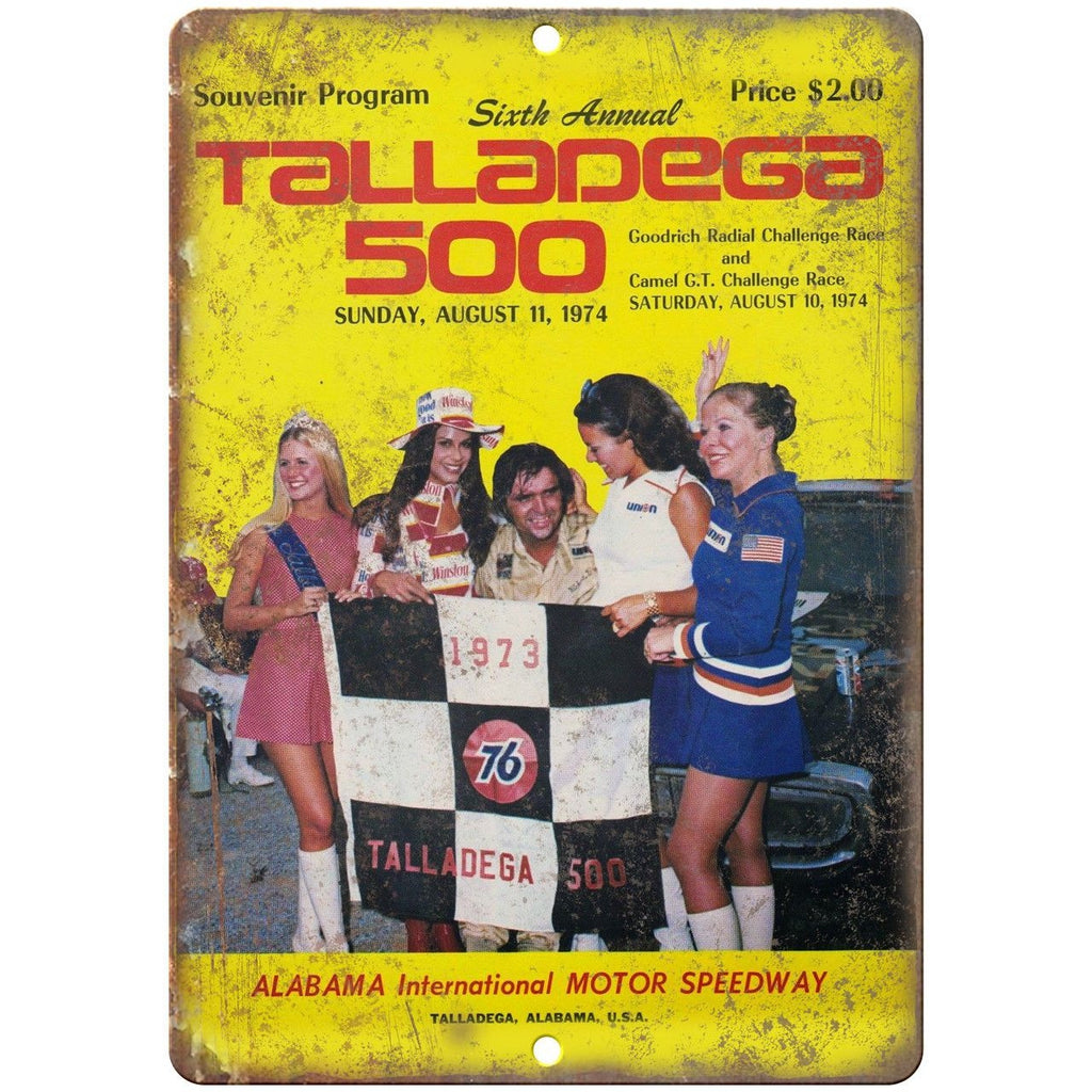1974 Talladega 500 Alabama Motor Speedway 10" X 7" Reproduction Metal Sign A494