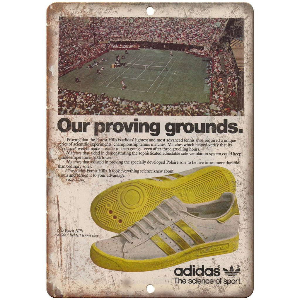Adidas Forest Hills Tennis Shoe Vintage Ad 10" X 7" Reproduction Metal Sign ZE58