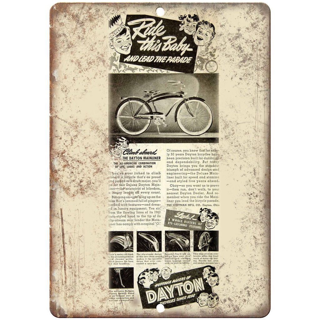Dayton Bicycles Vintage Art Ad 10" x 7" Reproduction Metal Sign B455
