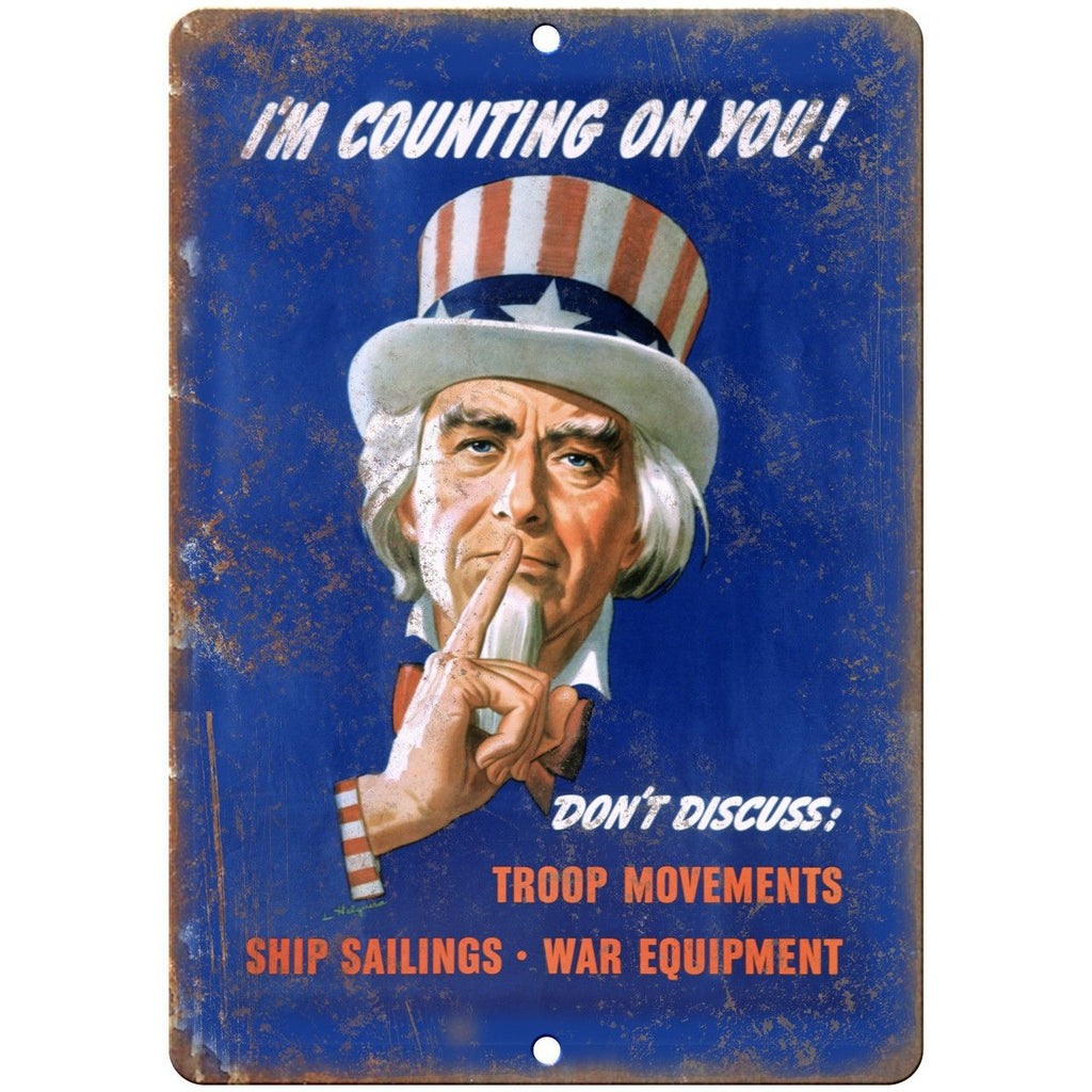 Uncle Sam I'm Counting on You Propoganda 10" x 7" Reproduction Metal Sign M26