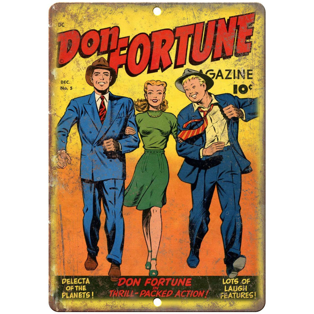 Don Fortune Comic No 5 Comic Cover Book 10" x 7" Reproduction Metal Sign J685