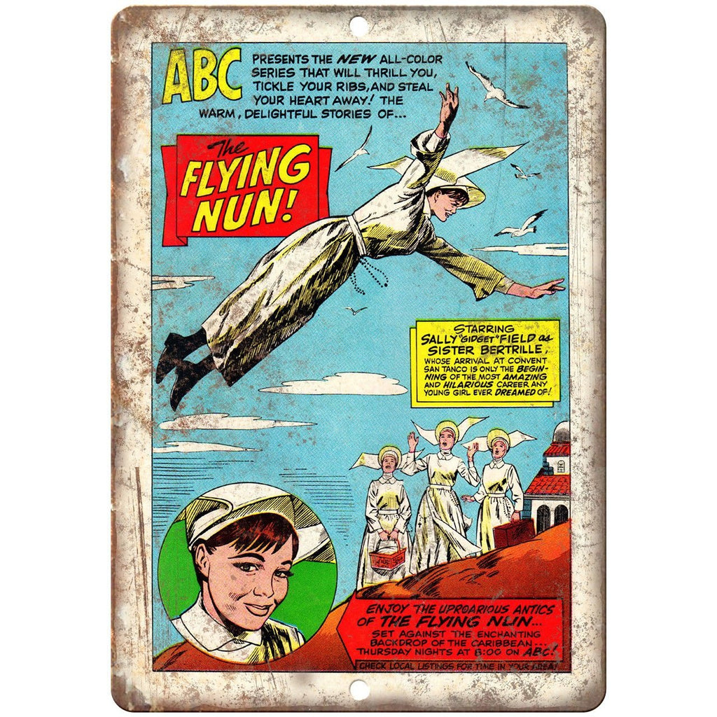 The Flying Nun Vintage Comic Strip Art 10" X 7" Reproduction Metal Sign J429