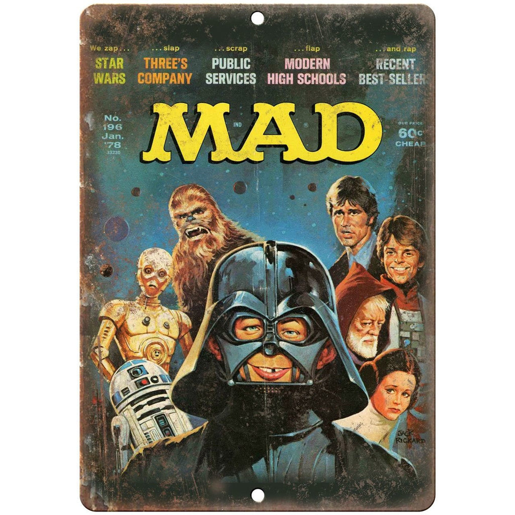 1978 Mad Magazine NO. 196 Cover Jack Rickard 10"x7" Reproduction Metal Sign J59