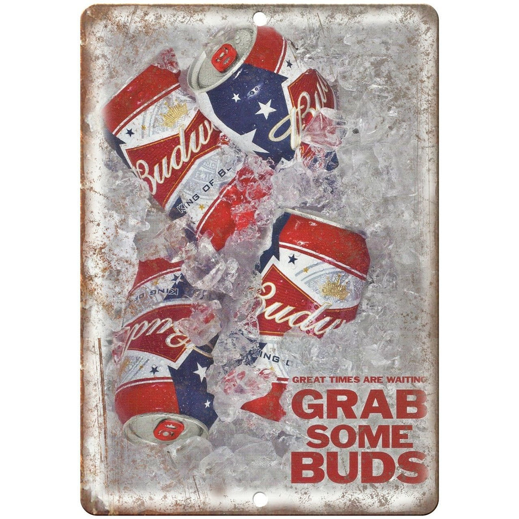 Budweiser Grab Some Buds Beer Vintage Ad 10" x 7 " Reproduction Metal Sign E35