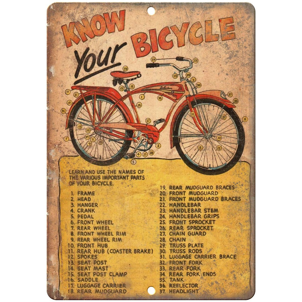 1949 Schwinn Bicycle Book Know Your Bicycle 10" x 7" reproduction metal sign