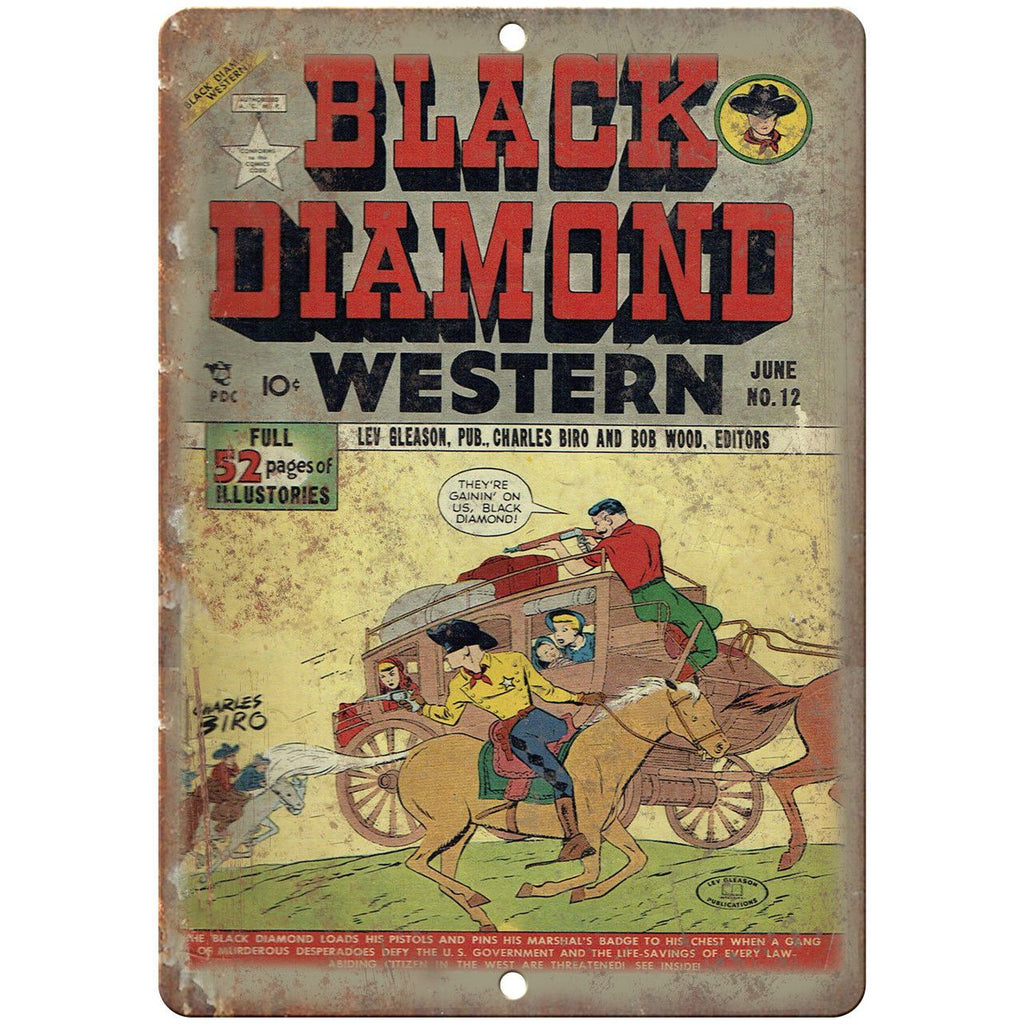 Black Diamond Western No 21 Comic Book Art 10" x 7" Reproduction Metal Sign J621