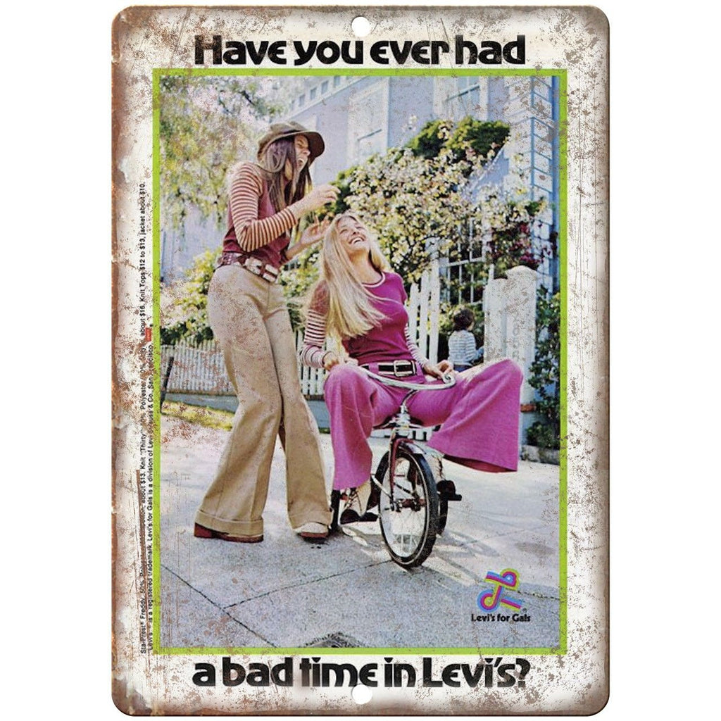 1970s Levis Jeans Women Vintage Ad 10" X 7" Reproduction Metal Sign ZE06