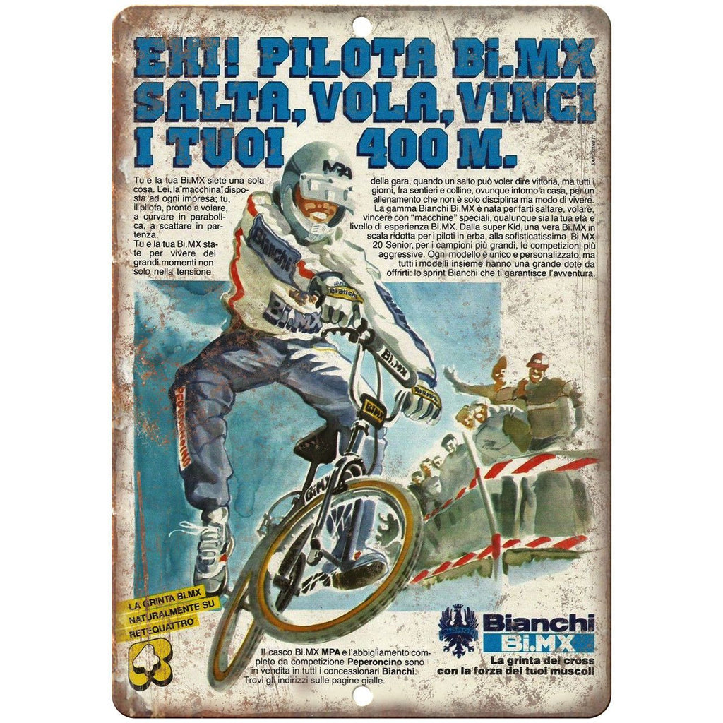 Bianchi BMX Racing Freestyle Vintage Ad 10" x 7" Reproduction Metal Sign B502