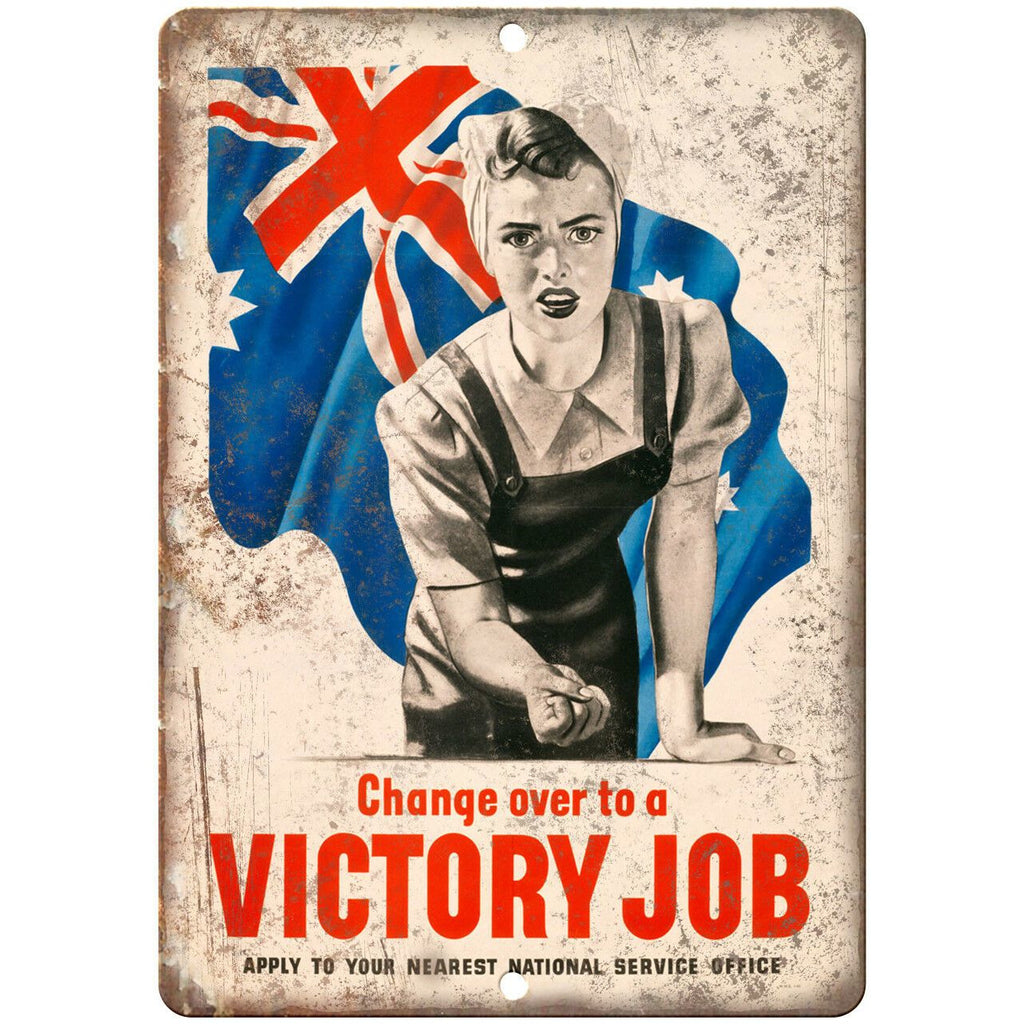 Change Over to a Victory Job Millitary 10" x 7" Reproduction Metal Sign M112