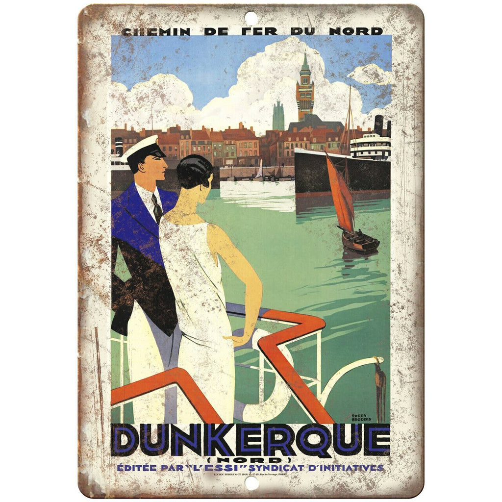 Dunkerque Vintage Travel Poster Art 10" x 7" Reproduction Metal Sign T11