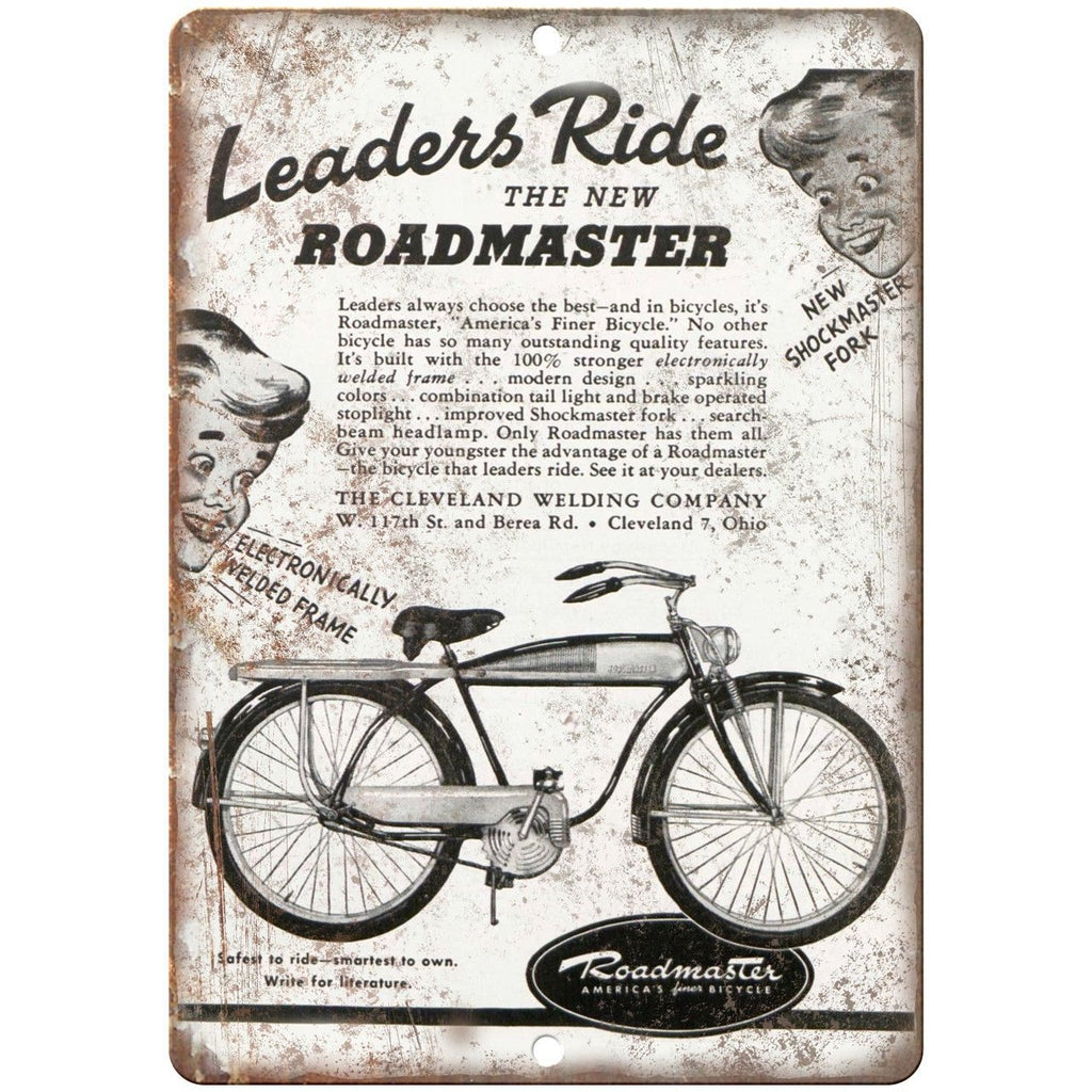 Roadmaster Cleveland Welding Co Bicycle 10" x 7" Reproduction Metal Sign B233