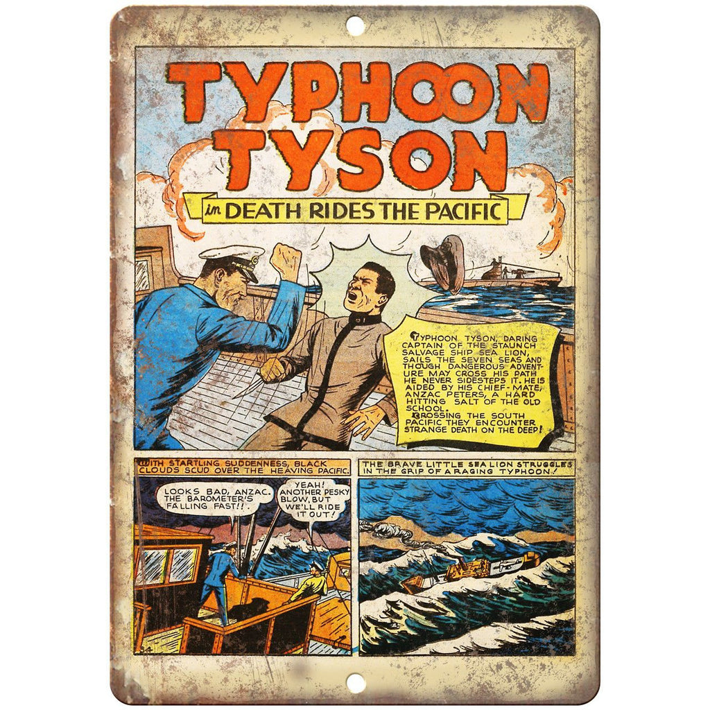 Typhoon Tyson Comic Strip Ad 10" x 7" Reproduction Metal Sign J577