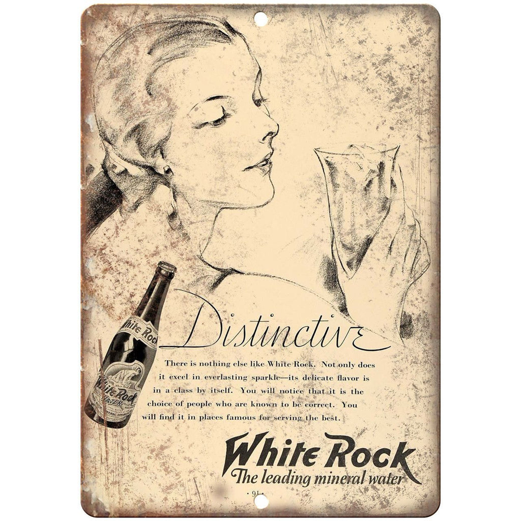 White Rock Mineral Water Vintage Ad 10" X 7" Reproduction Metal Sign N298