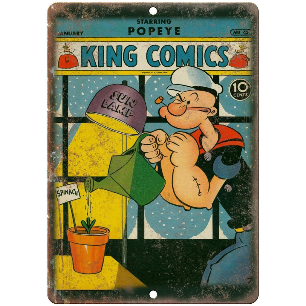 King Comics Popeye The Sailor Comic Art 10" X 7" Reproduction Metal Sign J243