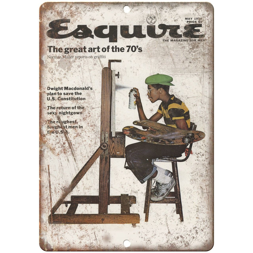 Esquire Magazine Norman Mailer Graffiti Art 10" x 7" Reproduction Metal Sign C61
