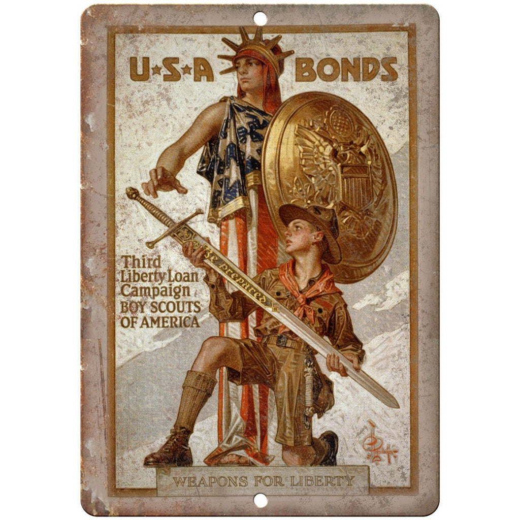 USA War Bonds Vintage Poster Art 10" x 7" Reproduction Metal Sign M92