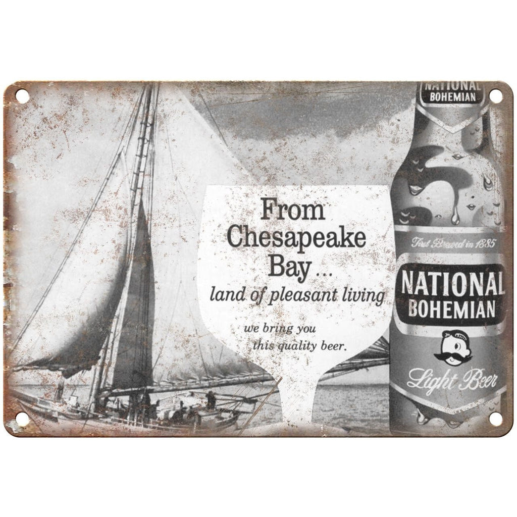 National Bohemian Beer Mr. Boh's Chesapeake Bay 10" x 7" Retro Look Metal Sign