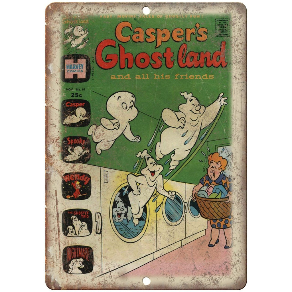 Casper Ghost Land Harvey Comic Book Cover 10" X 7" Reproduction Metal Sign J181