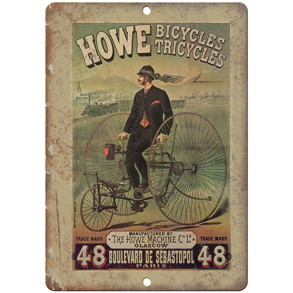 Howe Bicycles Tricycles Vintage Ad 10" x 7" Reproduction Metal Sign B203