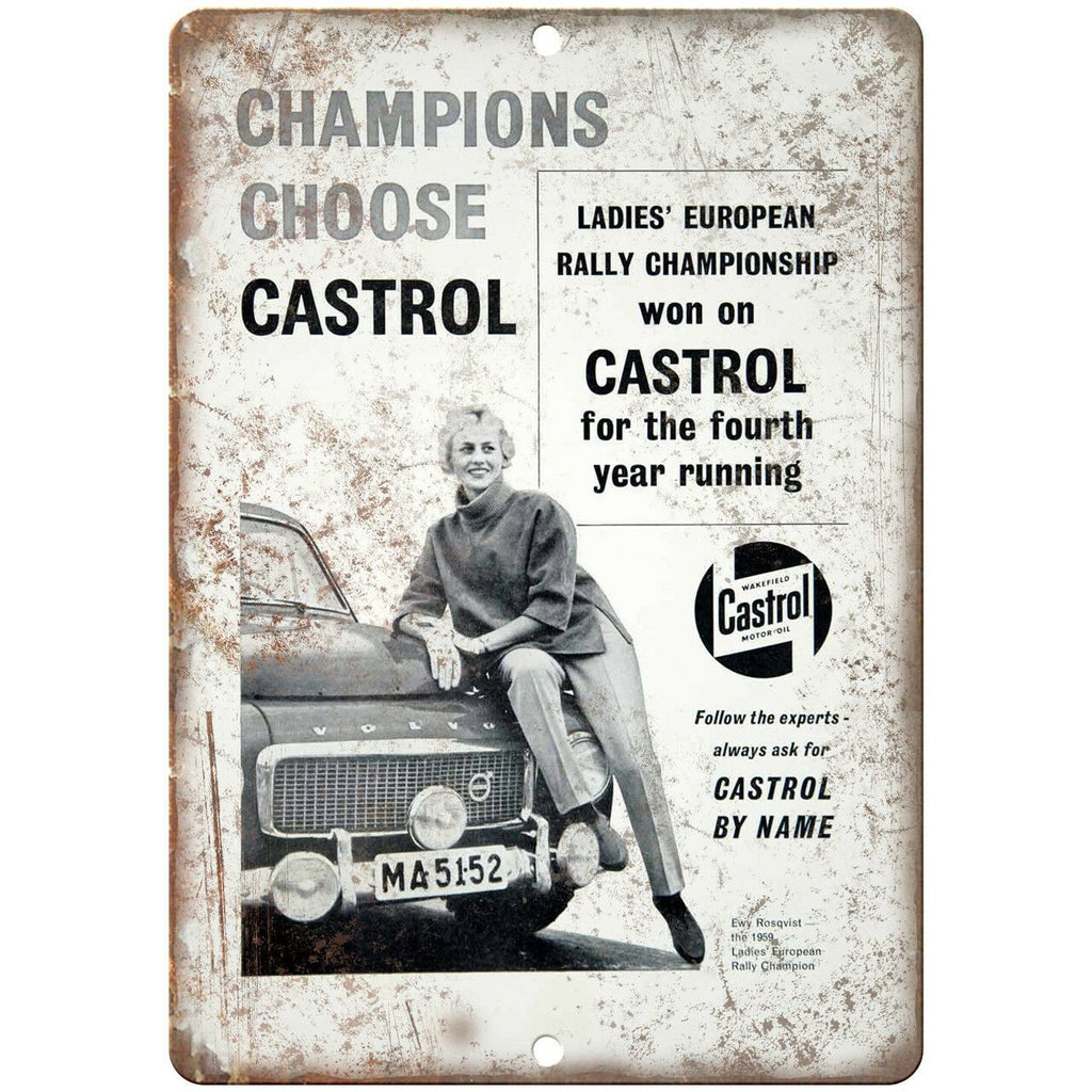 Champions Choose Castrol Gasoline Ad 10" X 7" Reproduction Metal Sign A869