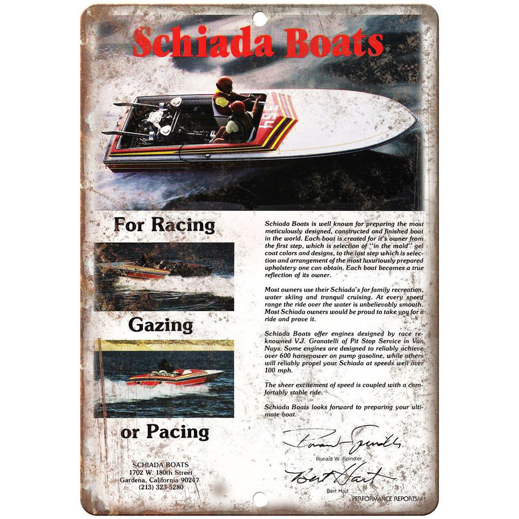 Schiada Boat Vintage Ad 10" x 7" Reproduction Metal Sign L86