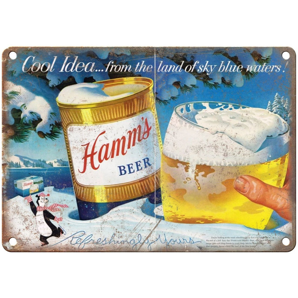 10" x 7" Metal Sign - Hamm's Beer Cool Idea Ad Vintage Look Reproduction