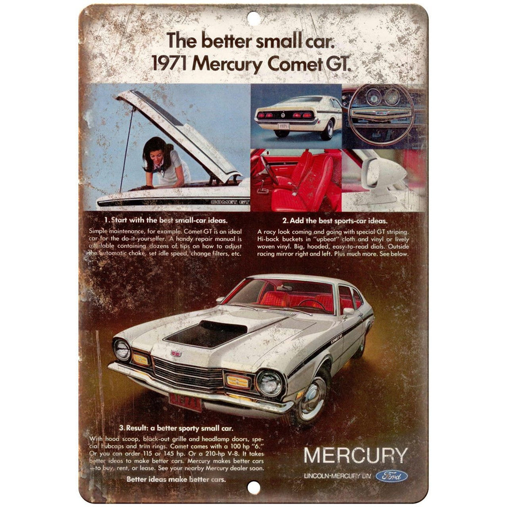 1971 Mercury Comet GT Lincoln Ford Auto Ad 10" x 7" Reproduction Metal Sign A308