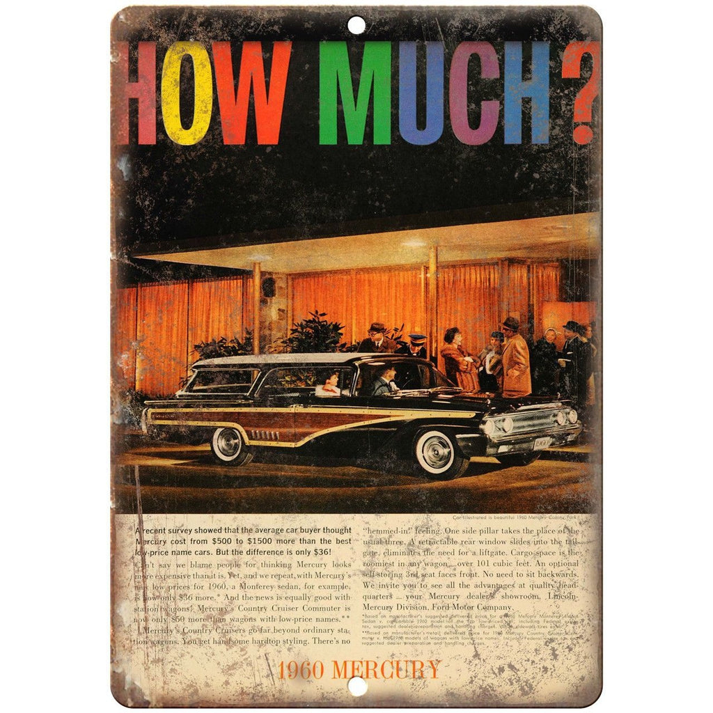 1960 Mercury Monterey Automobile Ad 10" x 7" Reproduction Metal Sign A320