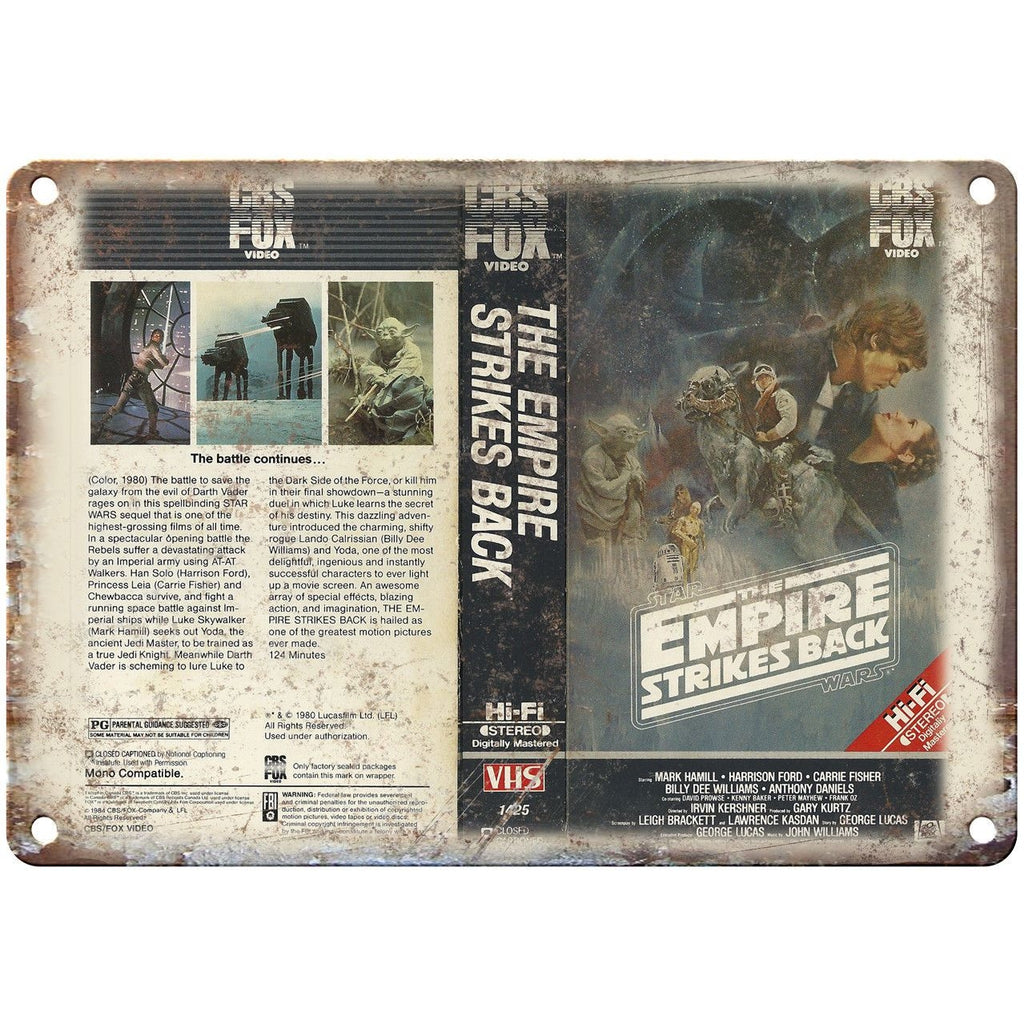 The Empire Strikes Back VHS Cover Art 10" X 7" Reproduction Metal Sign V08