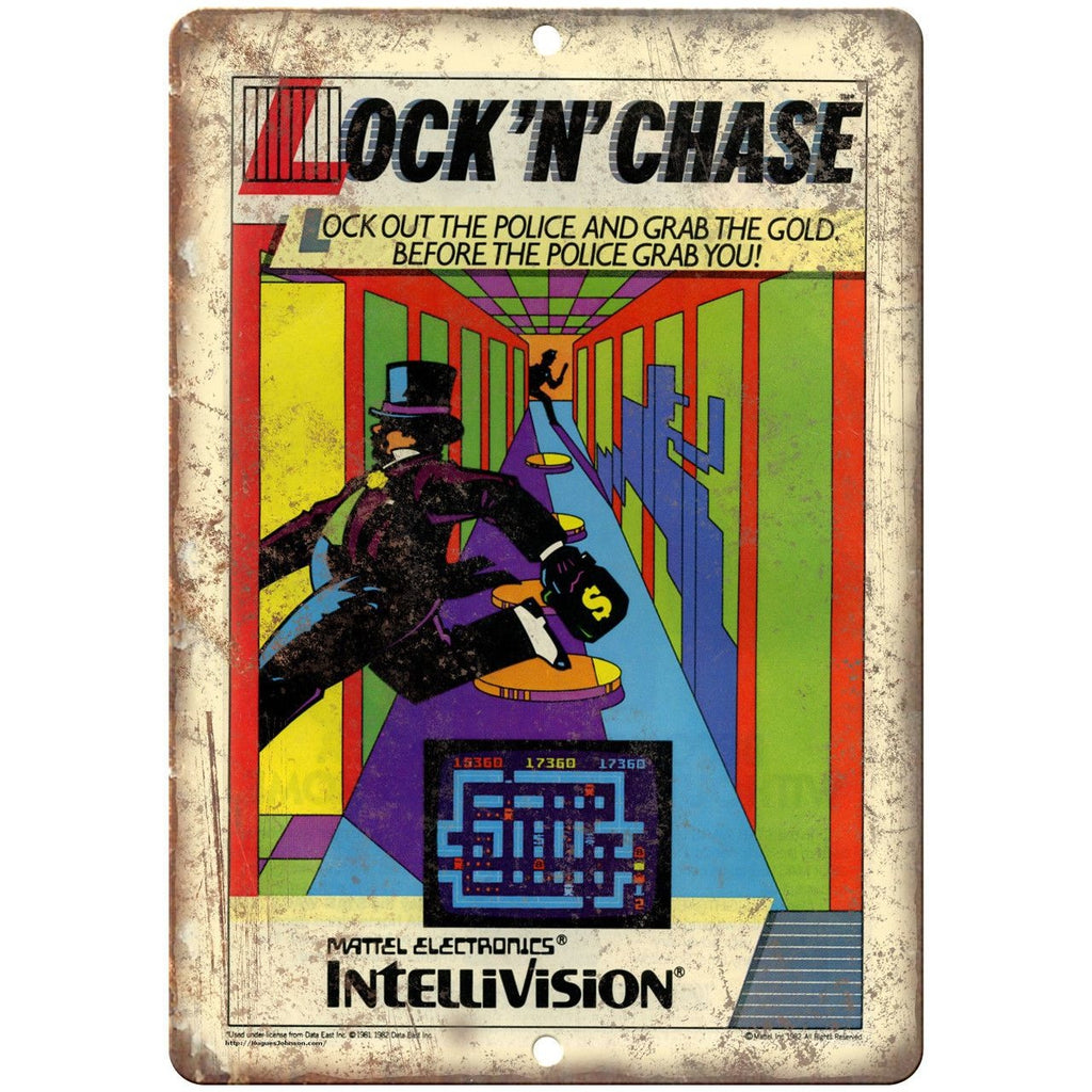 Mattel Electronic Intellivision Lock N Chase 10"x7" Reproduction Metal Sign G115