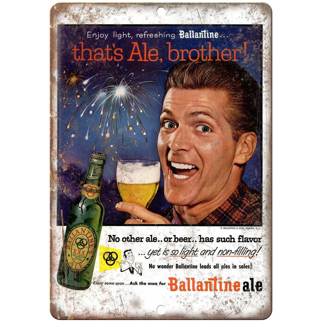 Ballantine Ale That's Al Brother Vintage Ad 10"x 7" Reproduction Metal Sign E284