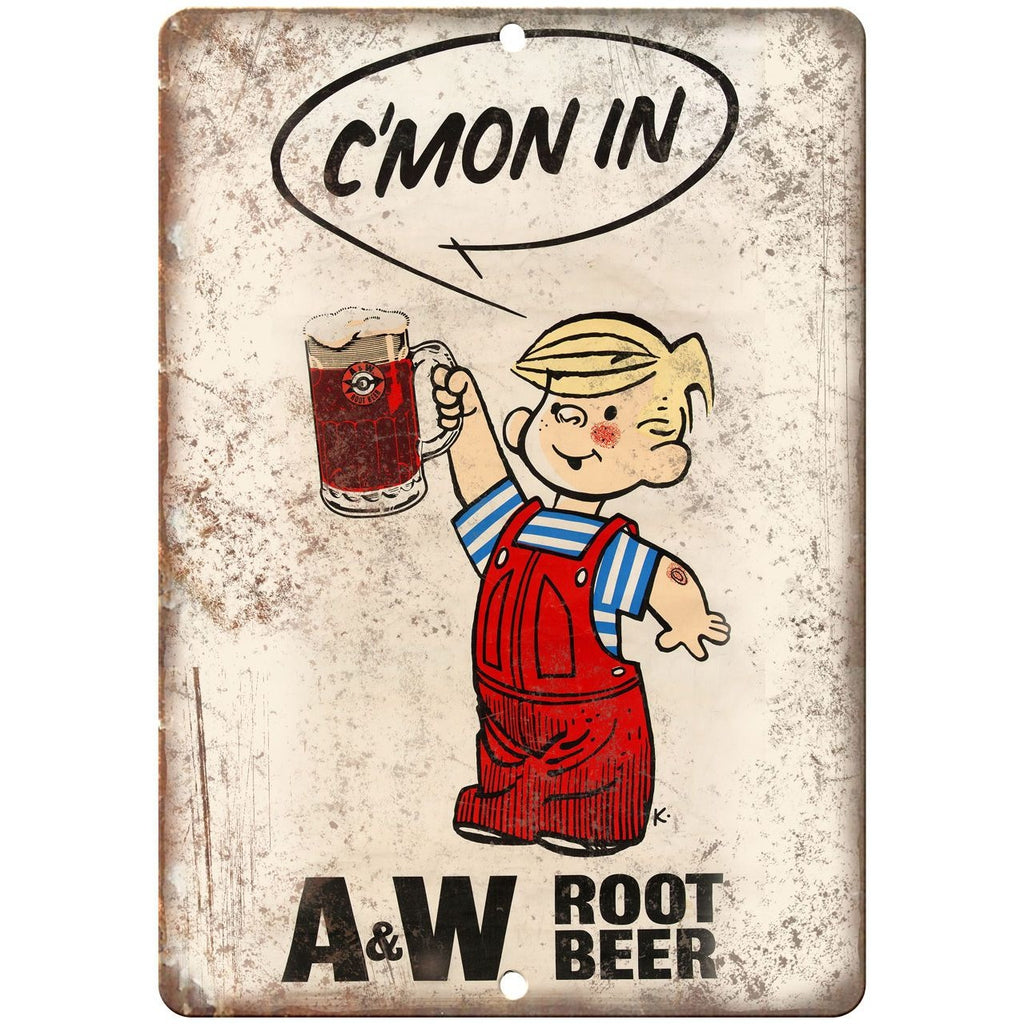 A&W Root Beer Dennis The Menace 10" x 7" Reproduction Metal Sign