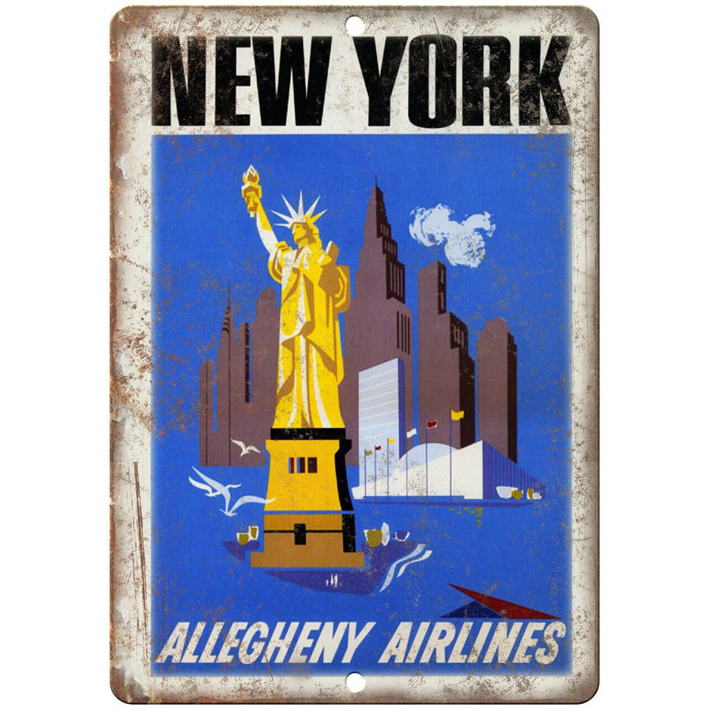 New York Allegheny Airlines Poster 10" x 7" Reproduction Metal Sign T76