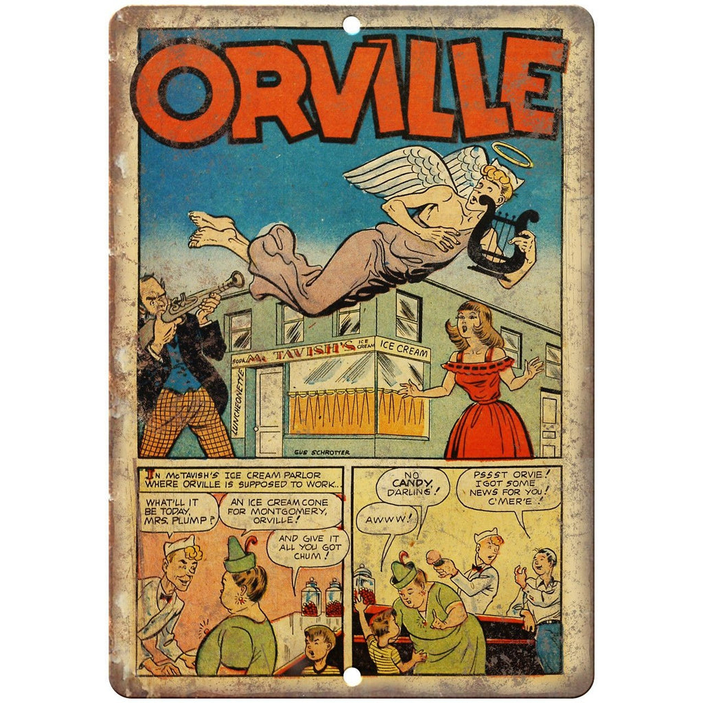 Orville Ace Golden Age Comic Strip 10" X 7" Reproduction Metal Sign J473