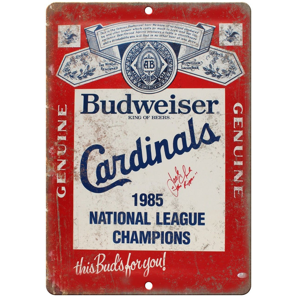1985 Budweiser Cardinals Baseball Vintage Ad Reproduction Metal Sign E145