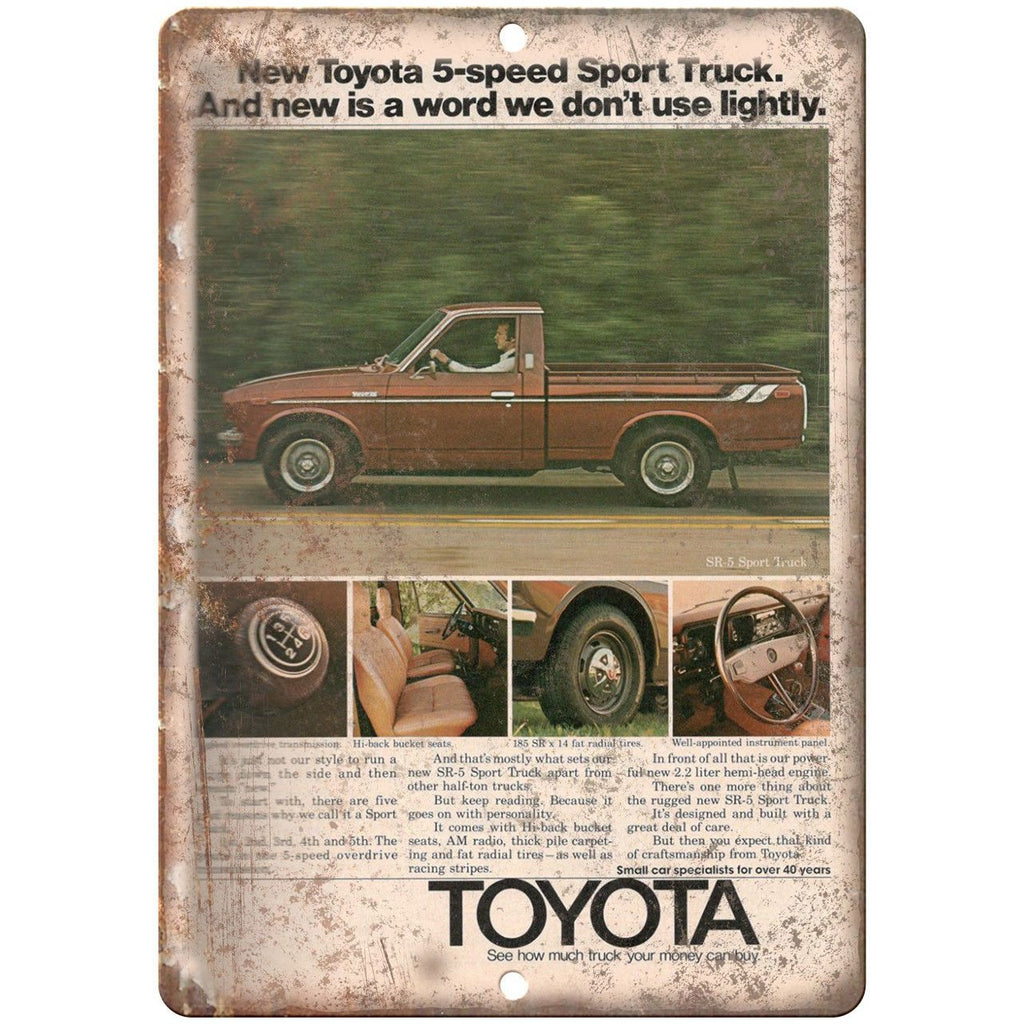 Toyota 5-Speed Pickup Truck Ad 9" x 12" Reproduction Metal Sign A418