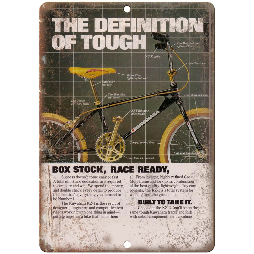 Kuwahara BMX Race Bike - 10" x 7" Metal Sign Vintage Look Reproduction B52