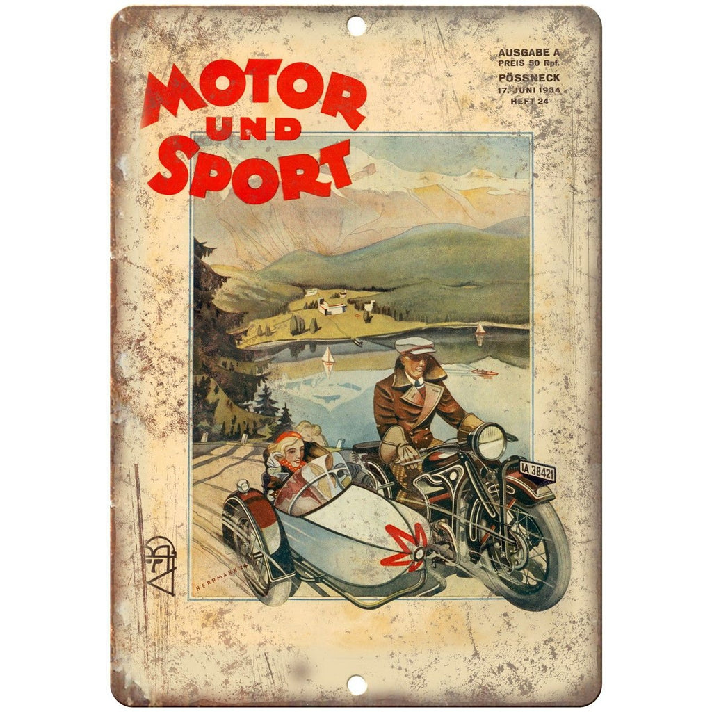 Motor Sport Vintage Motorcycle Poster 1934 10" x 7" Reproduction Metal Sign F12
