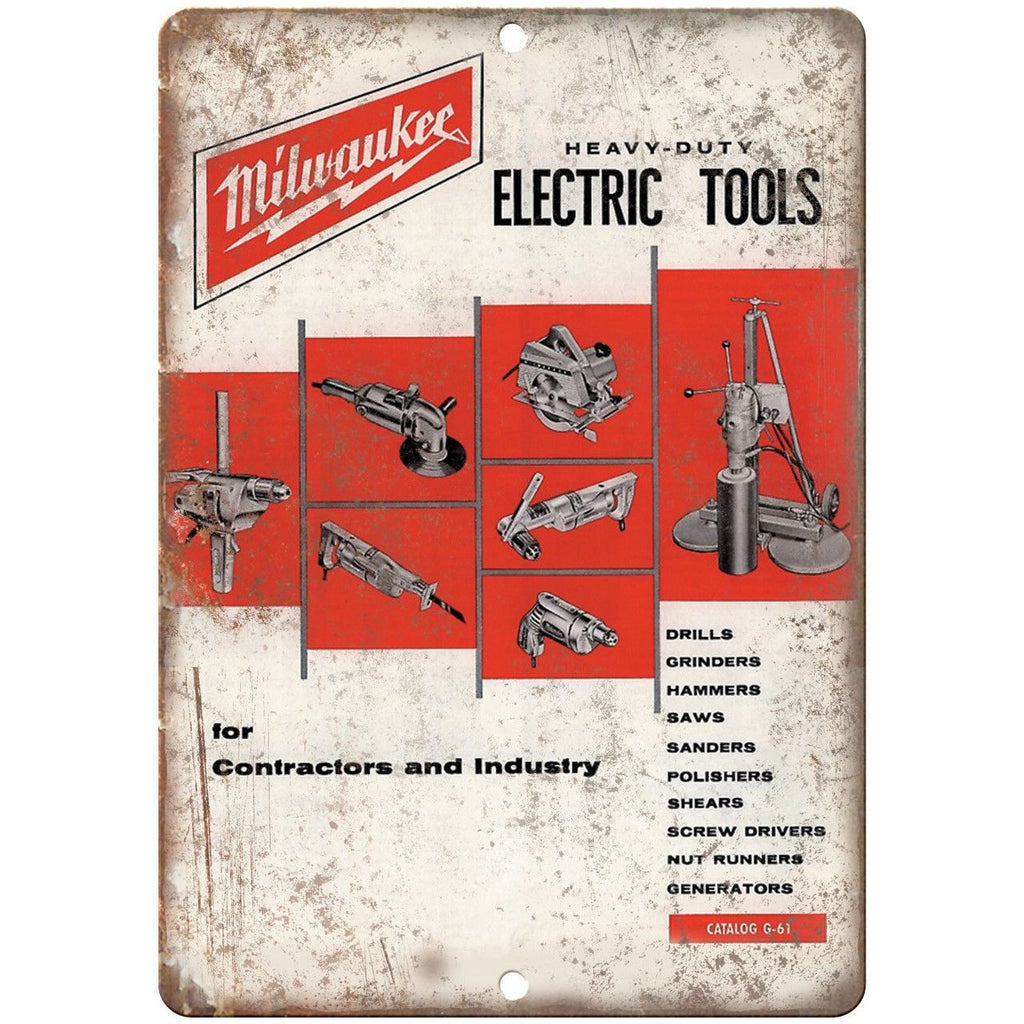 Milwaukee Electric Power Tools Workshop Ad - 10" x 7" Retro Look Metal Sign