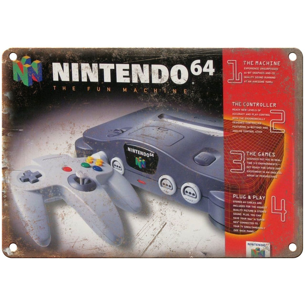 Nintendo 64 Box Art Retro Gaming 10" x 7" Reproduction Metal Sign