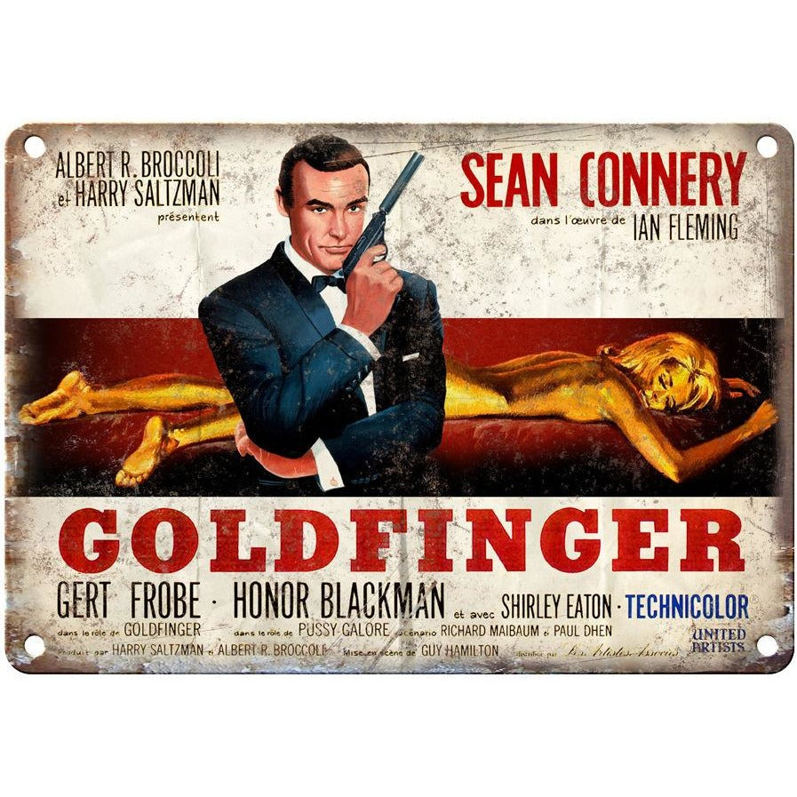 James Bond, 007, Goldfinger, Ian Flemming Sean Connery 10" x 7" retro metal sign
