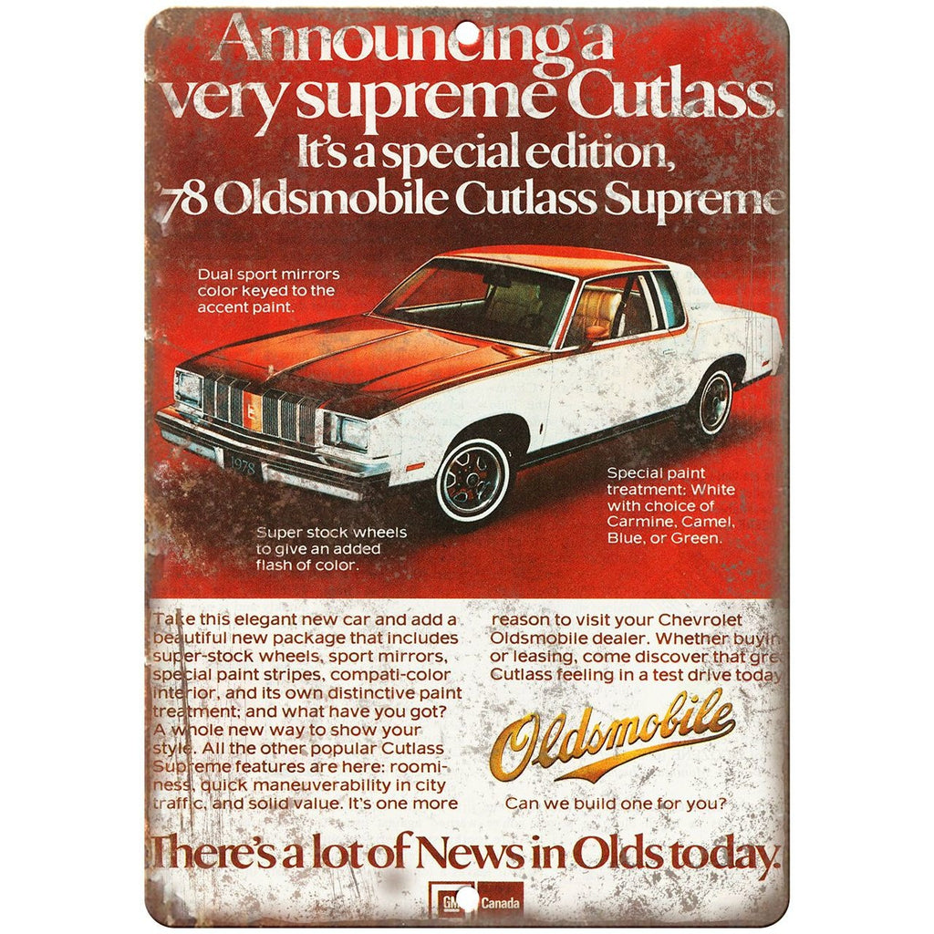 1978 Oldsmobile Cutlass Supreme Special Edition 10" x 7" Wall Art Metal Sign