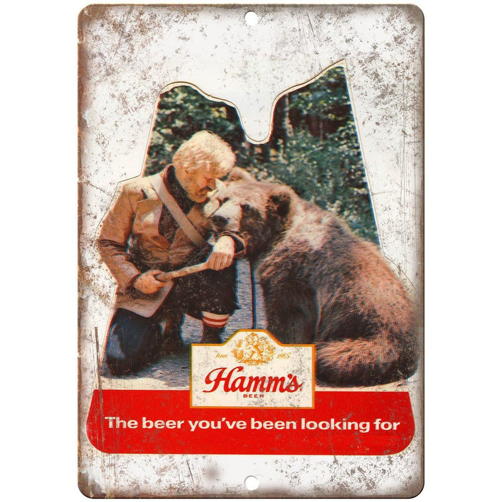 Hamm's Beer Bear Hunter Vintage Ad Breweriana Reproduction Metal Sign E43