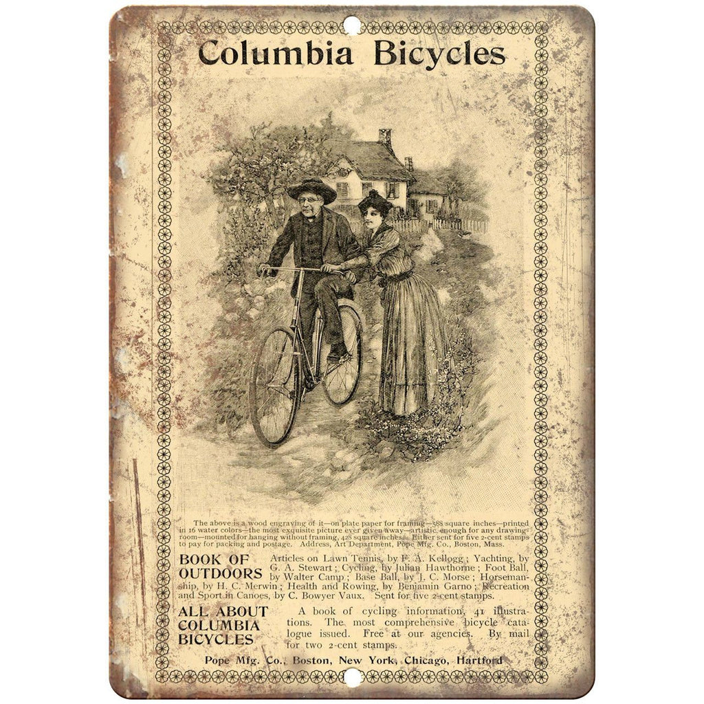 Columbia Bicycles Vintage Art Ad 10" x 7" Reproduction Metal Sign B395