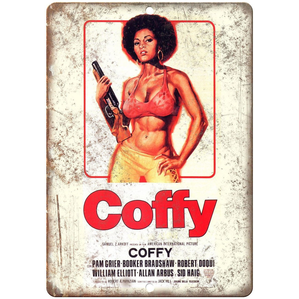 Coffy Pam Grier Movie Poster - 10" x 7" Metal Sign - Vintage Look Reproduction