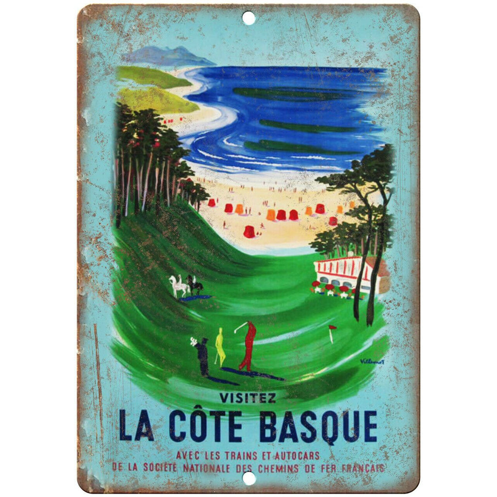 La Cote Basque Vintage Travel Poster 9" x 12" Reproduction Metal Sign T12