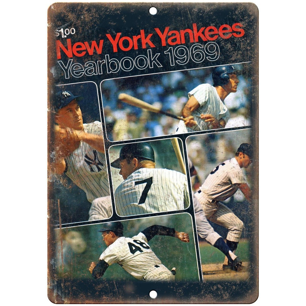 1969 New York Yankees Yearbook Cover 10" x 7" Reproduction Metal Sign X13